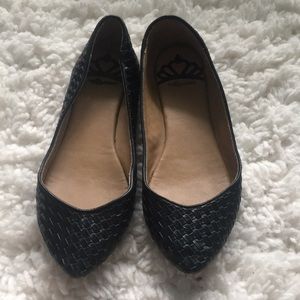 Black woven flats
